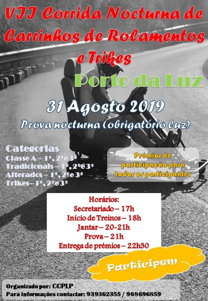 Corrida Noturna de Carrinhos Rolamentos e Trikes no Porto da Luz